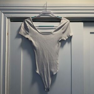 Express Scoop Boatneck Bodysuit - White